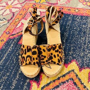 EUC Catherine Malandrino Leopard Print Espadrille Wedges 8